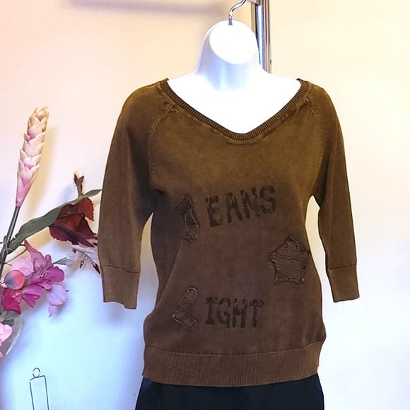 NWT Women’s Brown Lightweight 3/4 Sleeve Knit Cardigan Fall Sweater  6 8 - Picture 2 of 7